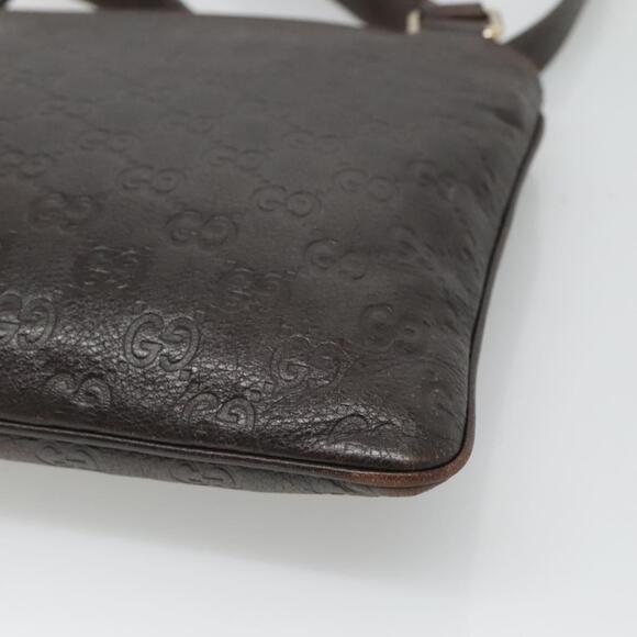 GUCCI GG Canvas Guccissima Bag Leather Dark Brown Gold - Picture 15 of 16